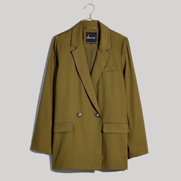 Madewell Drapeweave Caldwell Double Breasted Blazer Jacket Kale Green XS - Picture 5 of 16